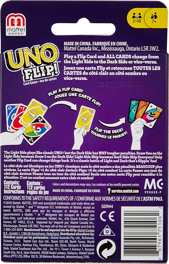 UNO Kid Uno Flip Side Card Game, Multi Color
