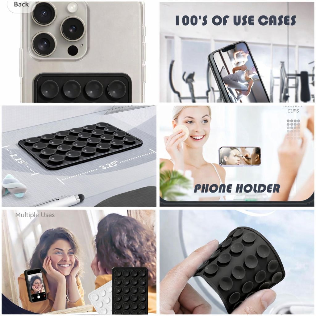 Suction Phone Case, Phone Suction Sticker, Silicone Suction Phone Case for Hands-Free Mobile Accessory Holder Grip, Video Phone Accessory Compatible Mirror